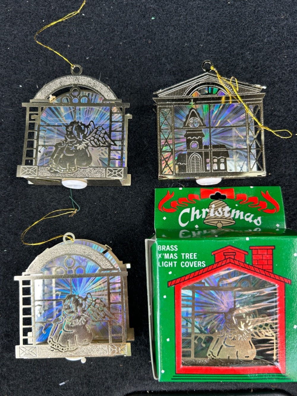 Christmas Brass Window Angel Tree Light Covers - Holographic Silver